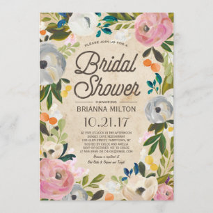 Florals Bridal Shower-uitnodiging Kaart