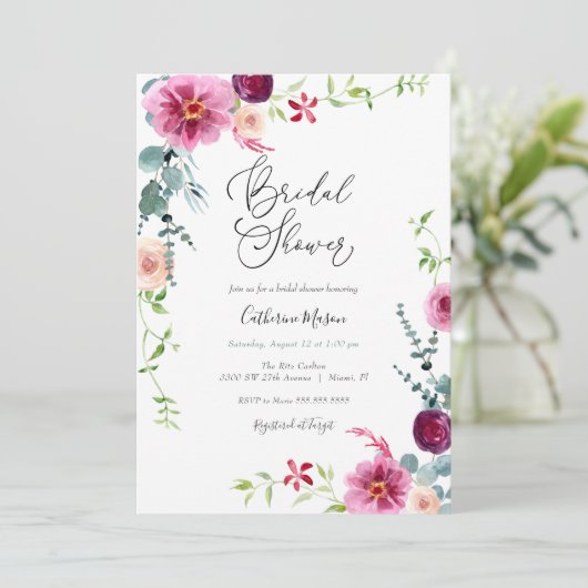 Florals Brunch en Bubble Vrijgezellenfeest I Kaart (Staand voorkant)