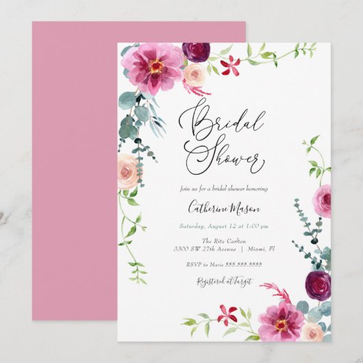 Florals Brunch en Bubble Vrijgezellenfeest I Kaart (Voorkant / Achterkant)