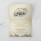 Florals Cardinals Gold Elegant Foliage Waterverf Feestdagen Kaart (Binnen)