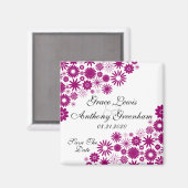  Florals Dark Fuchsia bewaar de datum magneet (Voorkant / Achterkant)