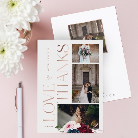 Florals drie foto's van de Bourgognige marine van Bedankkaart