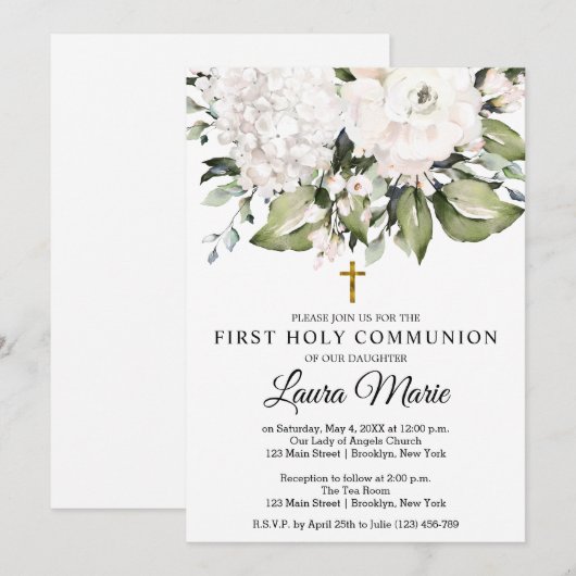 Florals eerste Heilige Waterverf Kaart (Voorkant / Achterkant)