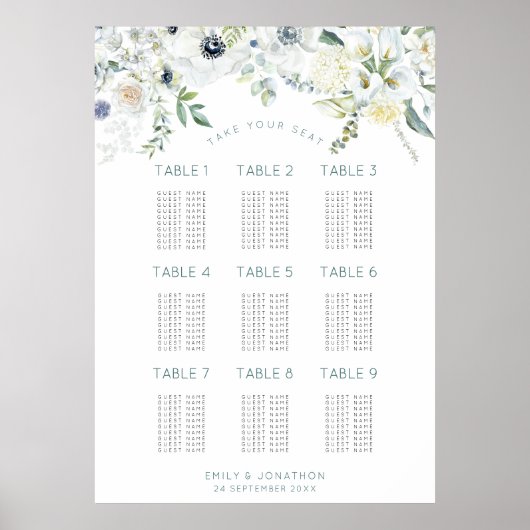 Florals Eucalyptus 9 Tabellen 90 Grafiek voor de g Poster (Voorkant)