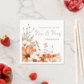 Florals feliciteert de heer Mrs Wedding Napkin Servet (Insitu)