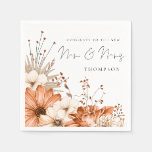 Florals feliciteert de heer Mrs Wedding Napkin Servet