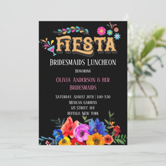 Florals Fiesta Bridesmaids Luncheon Kaart (Staand voorkant)