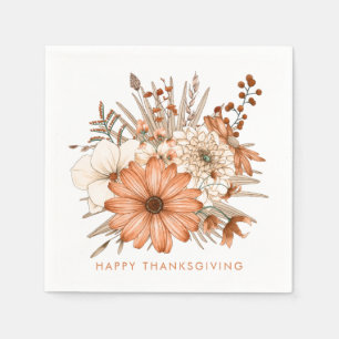 Florals Foliage Happy Thanksgiving Servet