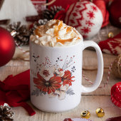 Florals Foliage Red Cream Name Koffiemok