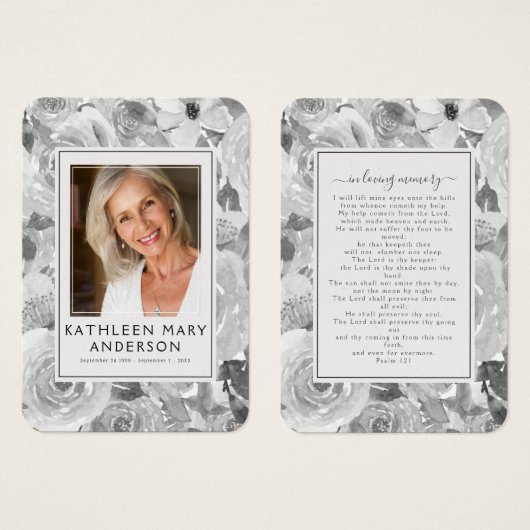Florals Foto Funeral Memorial Prayer Kaart (Voorkant /achterkant)