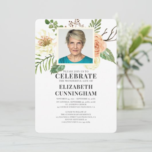 Florals Foto Memorial van de Waterverf van het lan Kaart (Staand voorkant)