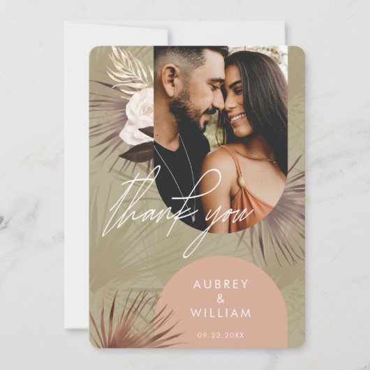 Florals Foto van de Modern Bohemian Chic Boho Wate Bedankkaart (Voorkant)