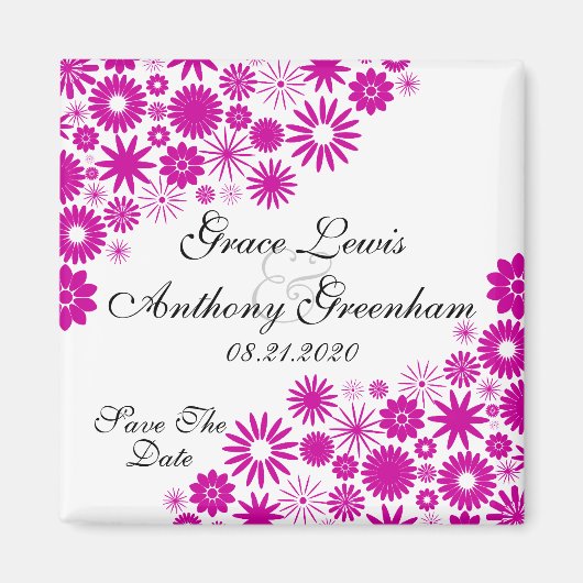  Florals Fuchsia sparen de Datum Magnet (Voorkant)