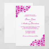  Florals Fuchsia Weddenschap Kaart (Voorkant / Achterkant)