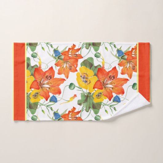Florals Geel, Oranje, Blauw Bad Handdoek (Handdoek)