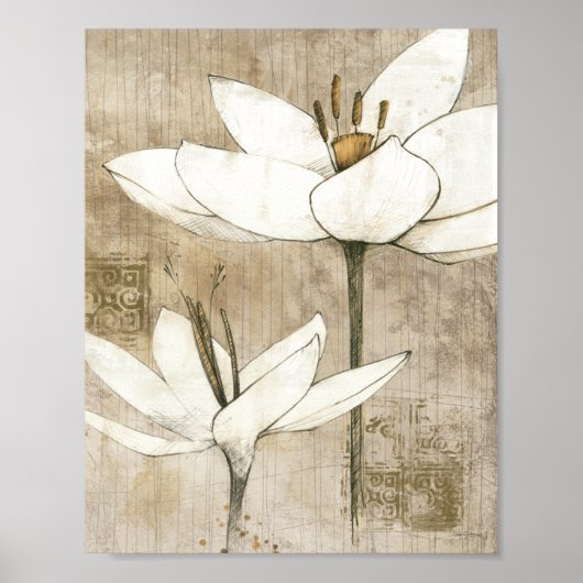 Florals getekend door Potlood Poster (Voorkant)