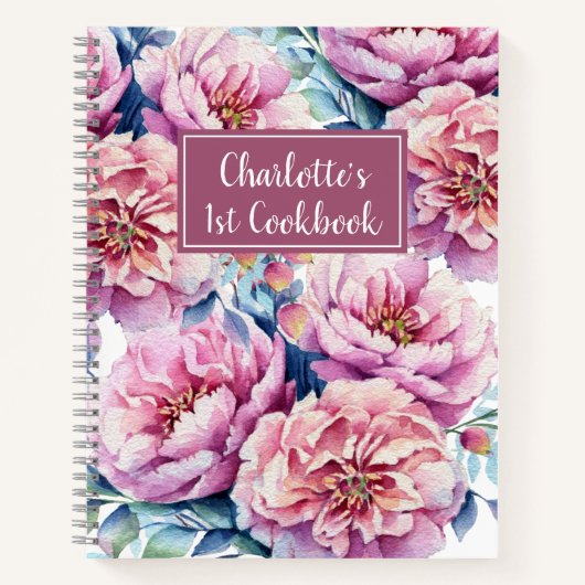  Florals Girls 1e Cookbook Mauve Recipe Notitieboek (Voorkant)