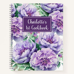  Florals Girls 1ste Cookbook Paars Recipe Notitieboek