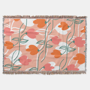  Florals Hand Drawn Botanical Pattern Oranje Deken