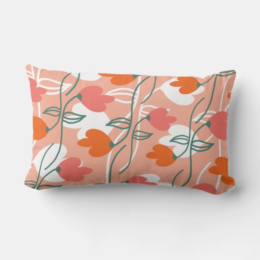  Florals Hand Drawn Botanical Pattern Oranje Kussen (Achterkant)