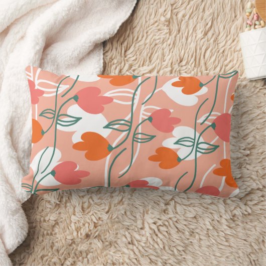  Florals Hand Drawn Botanical Pattern Oranje Kussen (Deken)