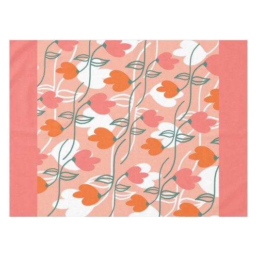 Florals Hand Drawn Botanical Pattern Oranje Tafelkleed (Voorkant (Horizontaal))