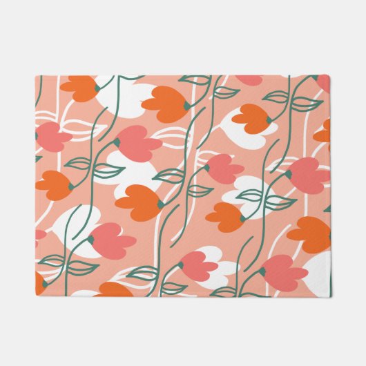 Florals Hand Drawn Botanical Pattern Sinaasappel Deurmat (Voorkant)