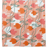 Florals Hand Drawn Botanical Pattern Sinaasappel Douchegordijn (Voorkant)