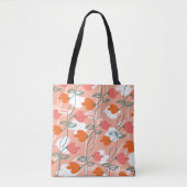 Florals Hand Drawn Botanical Pattern Sinaasappel Tote Bag (Voorkant)