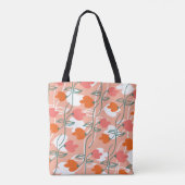 Florals Hand Drawn Botanical Pattern Sinaasappel Tote Bag (Achterkant)