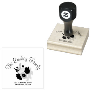 Florals Handtekening Adres Rubberstempel