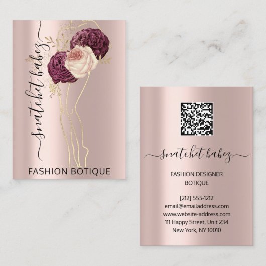 Florals het Grote Roos QR het Lichaam SculptingSty Visitekaartje (Voorkant / Achterkant)