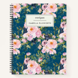  Florals in Blush Blue Specialized Recipe Notitieboek