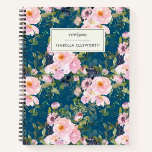  Florals in Blush Blue Specialized Recipe Notitieboek