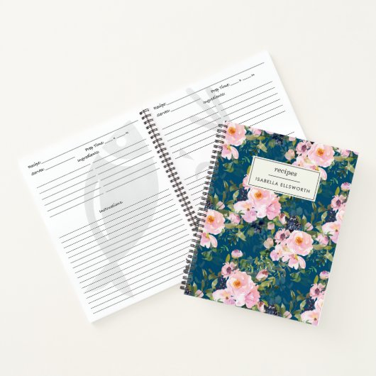  Florals in Blush Blue Specialized Recipe Notitieboek (Binnen)