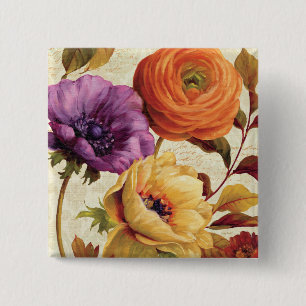 Florals in het volste blok vierkante button 5,1 cm