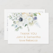 Florals Individuele Gast Naam Adres Dank u Briefkaart (Voorkant / Achterkant)