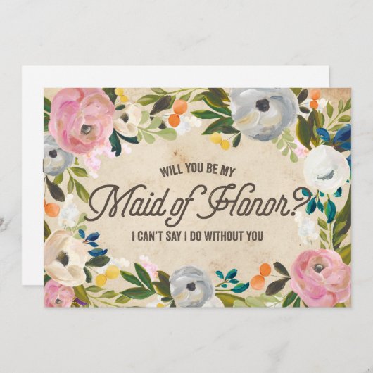 Florals | Maid of Honor Kaart (Voorkant / Achterkant)