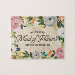Florals | Maid of Honor Puzzle Legpuzzel<br><div class="desc">Het kan net zo spannend zijn als je verloving als je bruidsfeest vraagt om deel uit te maken van je speciale dag. Pop de vraag aan je beste vrienden met deze  Florals Puzzle die zegt: "Bent u mijn Maid van Eer? Ik kan niet zeggen dat ik zonder jou doe.</div>