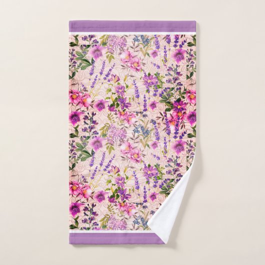 Florals Mauve, Roze, Blauw Bad Handdoek (Handdoek)