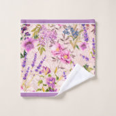 Florals Mauve, Roze, Blauw Bad Handdoek (Wasdoekje)