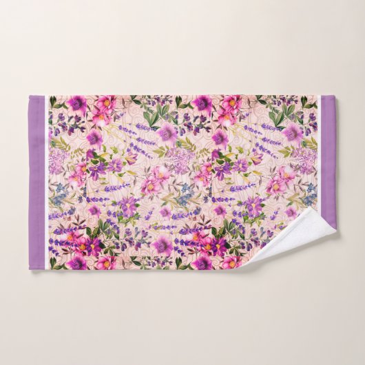 Florals Mauve, Roze, Blauw Bad Handdoek (Handdoek)
