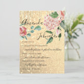 Florals Mint Glitter Gold voor bruiloft Monogram Kaart (Staand voorkant)