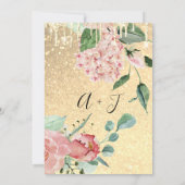 Florals Mint Glitter Gold voor bruiloft Monogram Kaart (Achterkant)