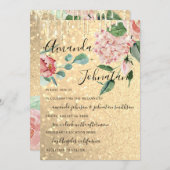 Florals Mint Glitter Gold voor bruiloft Monogram Kaart (Voorkant / Achterkant)
