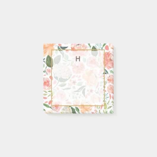 Florals Monogram van de Waterverf van Florals van  Post-it® Notes (Voorkant)