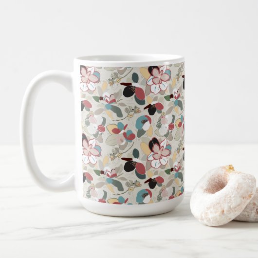Florals Neutrals Magnolia Koffiemok (Met donut)