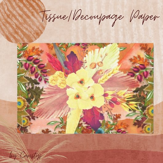 Florals Oranje Blauwgroen, Cream Crafting en Tissuepapier