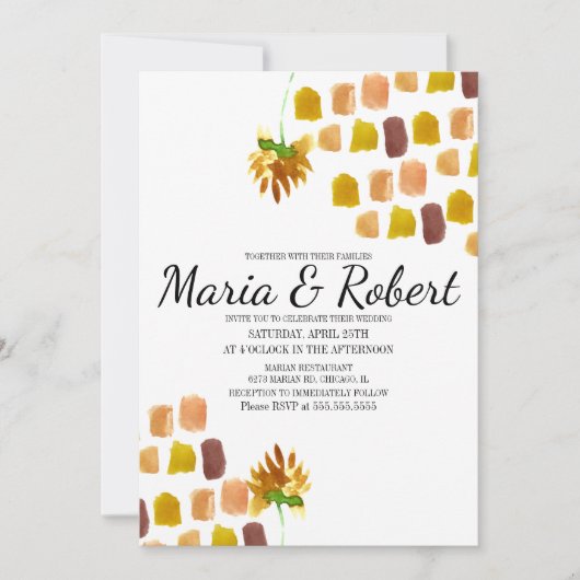 Florals Painterly Corner lentegele Waterverf Kaart (Voorkant)