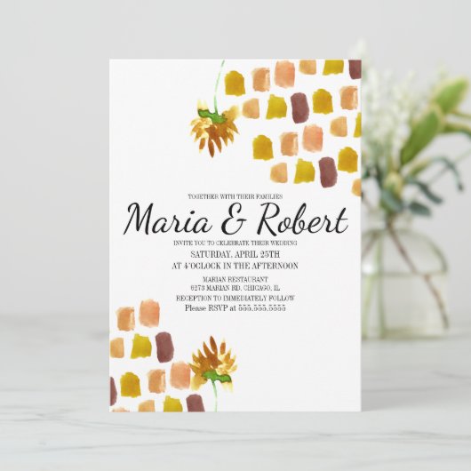 Florals Painterly Corner lentegele Waterverf Kaart (Staand voorkant)